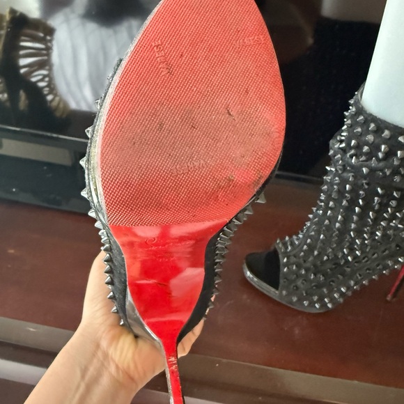 Christian Louboutin Black Studded Heeled Boots - Picture 4 of 6